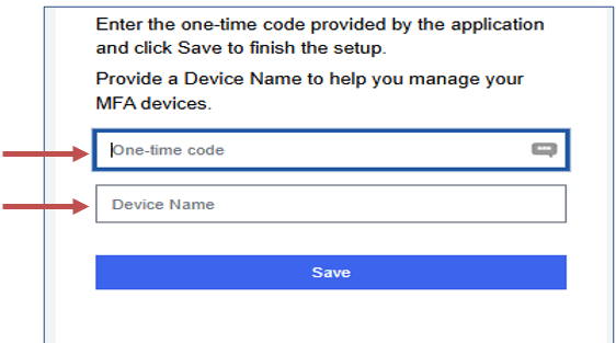 Code entering for MFA image.