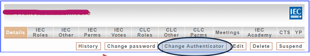 Change Authenticator button in EMS.