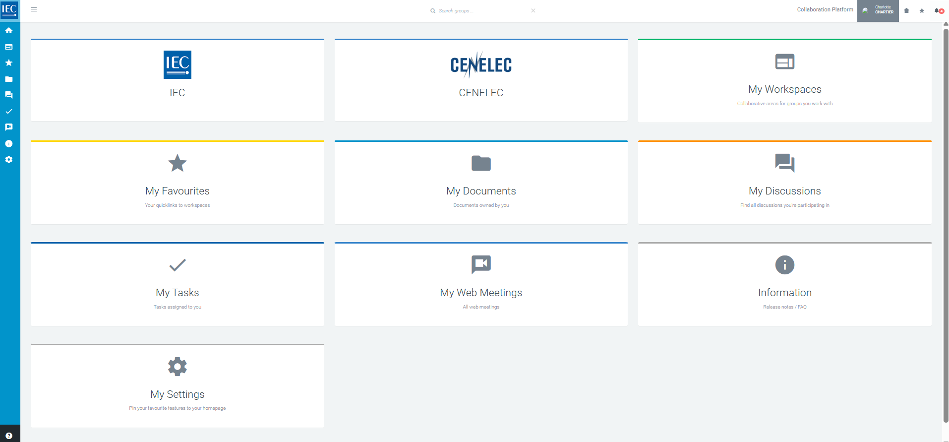 An example Collaboration Platform dashboard.