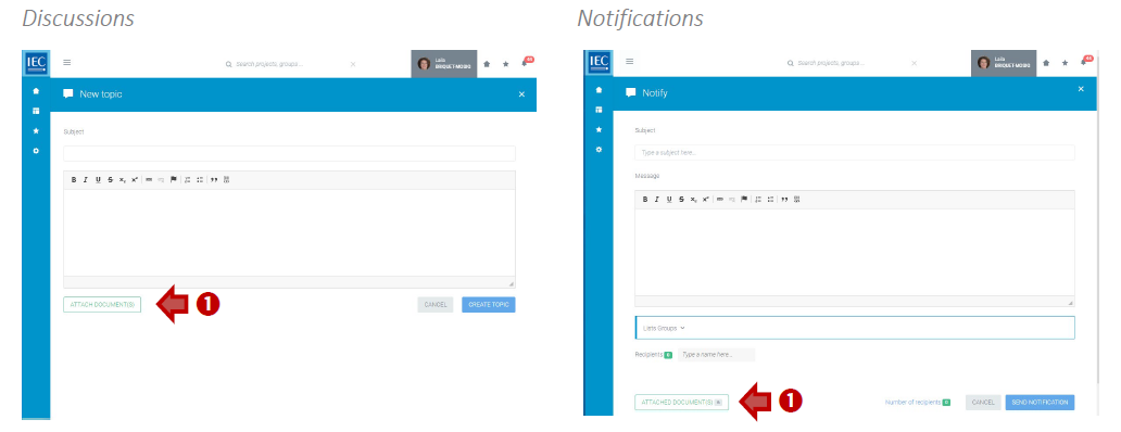 Attach documents buttons.