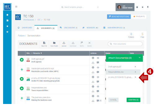 Removing files from an upload basket.