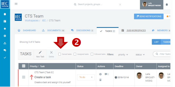 Changing the tasks that are shown.