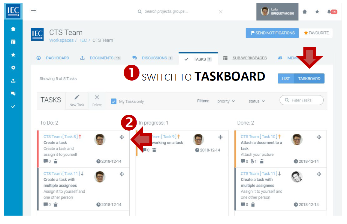 Accessing taskboard.