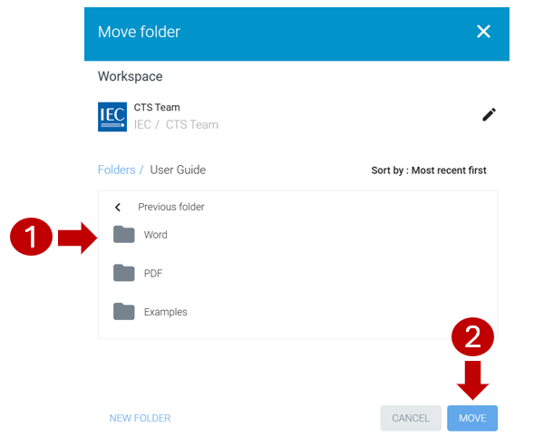 Moving a folder example image.