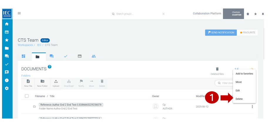 Delete folder option.