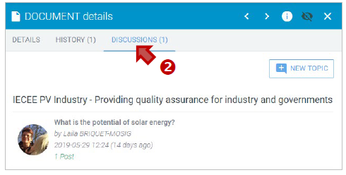 Discussions tab in document details.