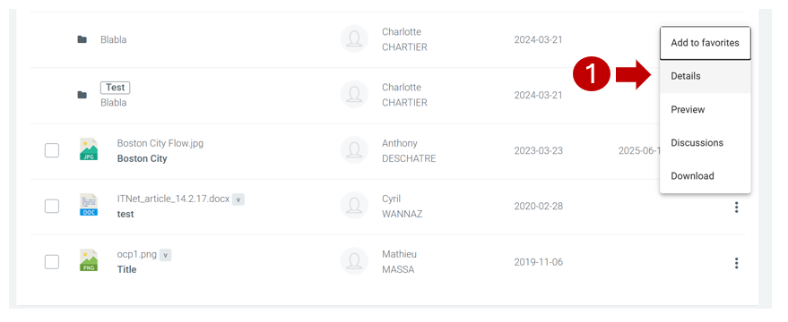 Accessing document Details in Collaboration platform.