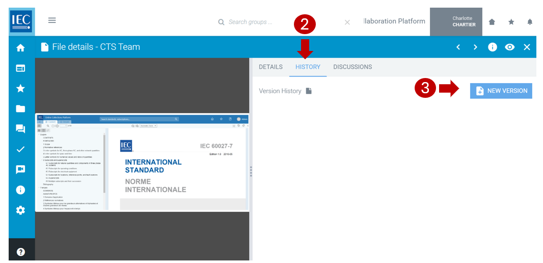 New version option in History section.