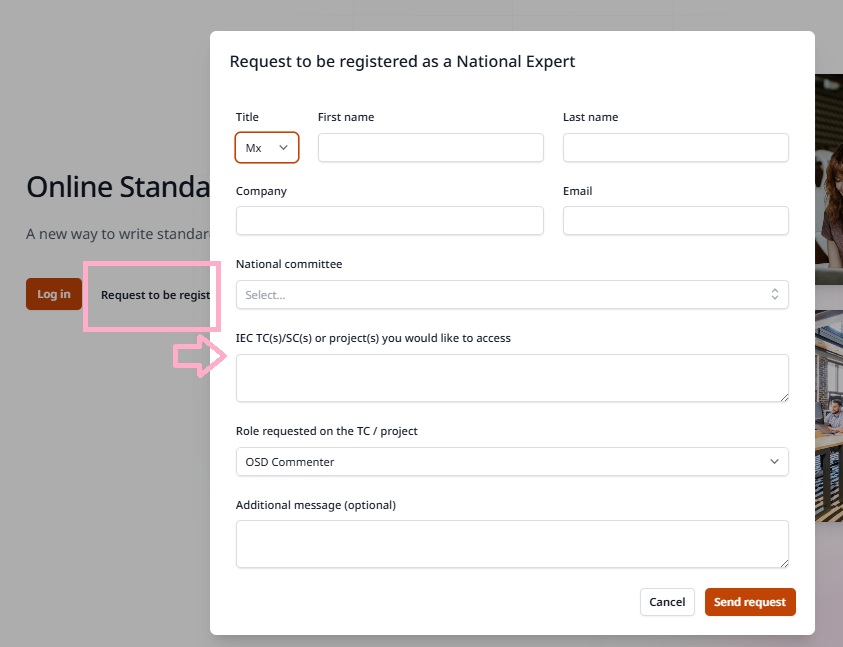 Request access form.