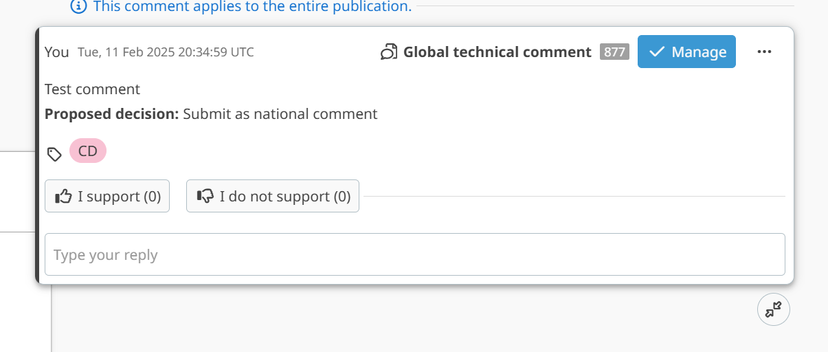Manage a comment.