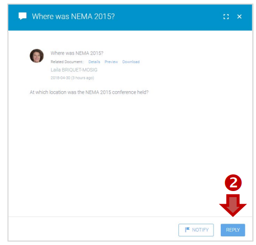 View of a topic and the option to reply to it.
