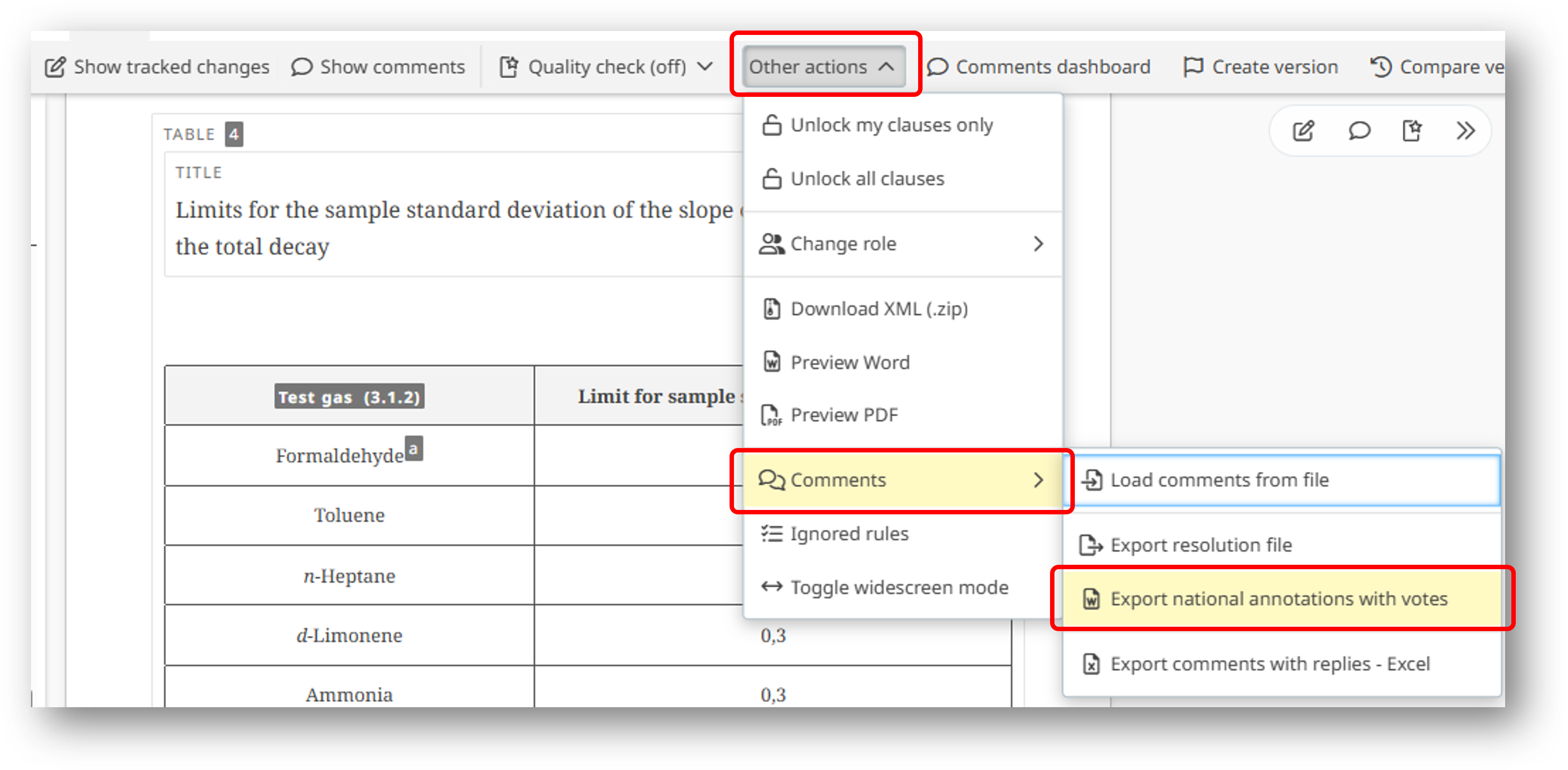 OSD option to export national with votes.