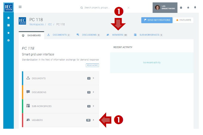 Accessing a workspace's member list.