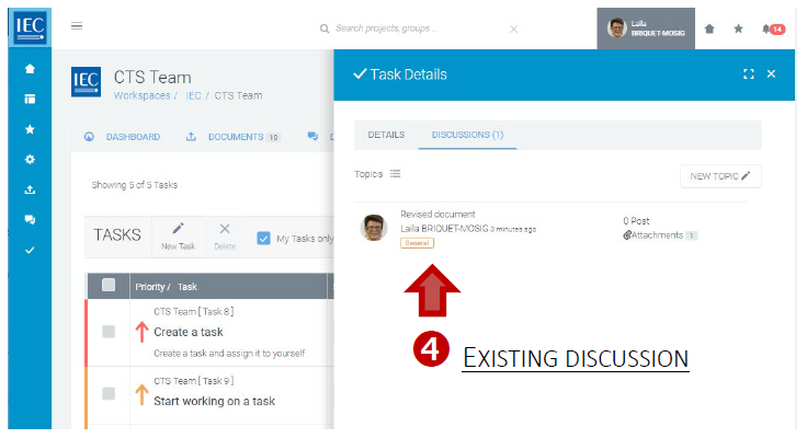 View of an existing discussion topic.