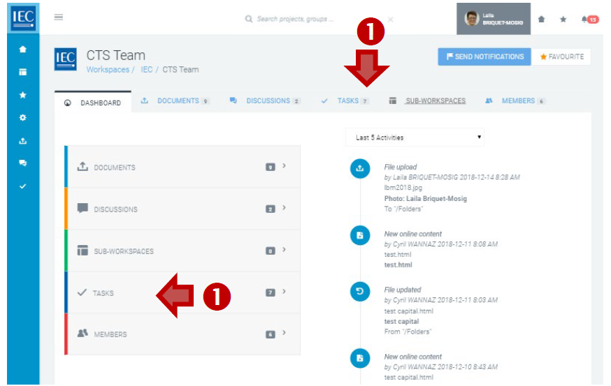 Accessing tasks from a CP workspace.