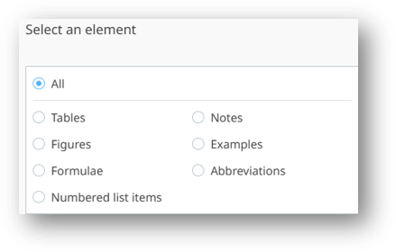 Selecting an element for a cross reference.