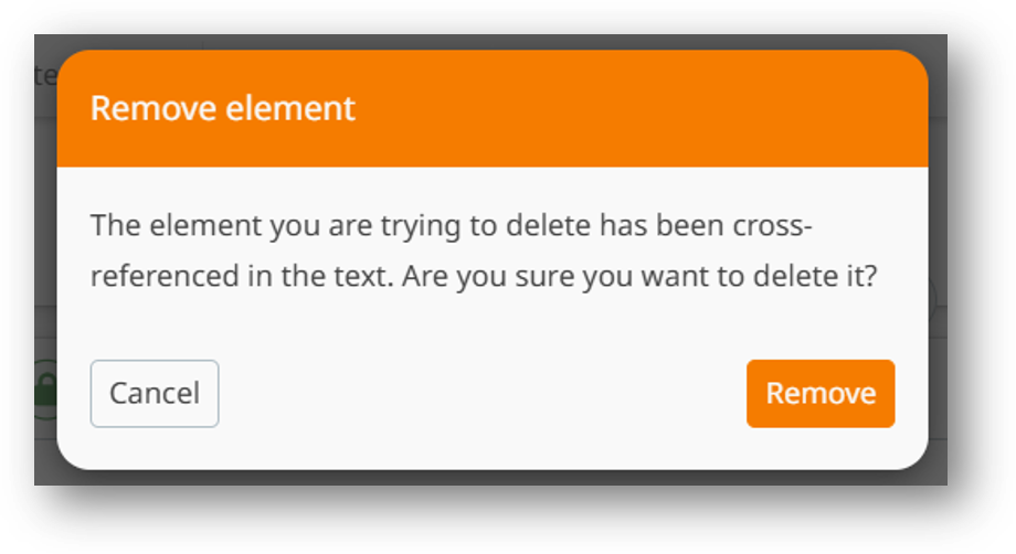 Removing cross referenced element warning.