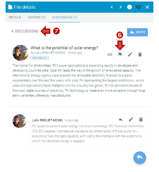 Discussion replies with notifications.