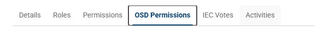 OSD Permissions tab in Expert Management System (EMS).