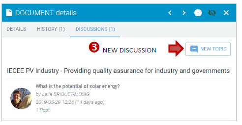 Creating new discussions via the new topic button.