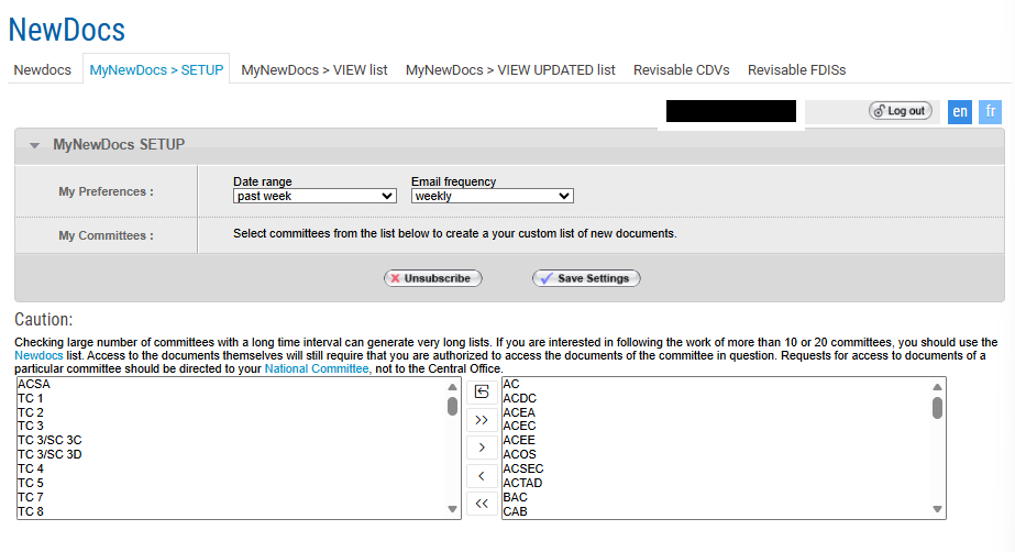 Image showing the interface describe for setting up MyNewDocs notifications.