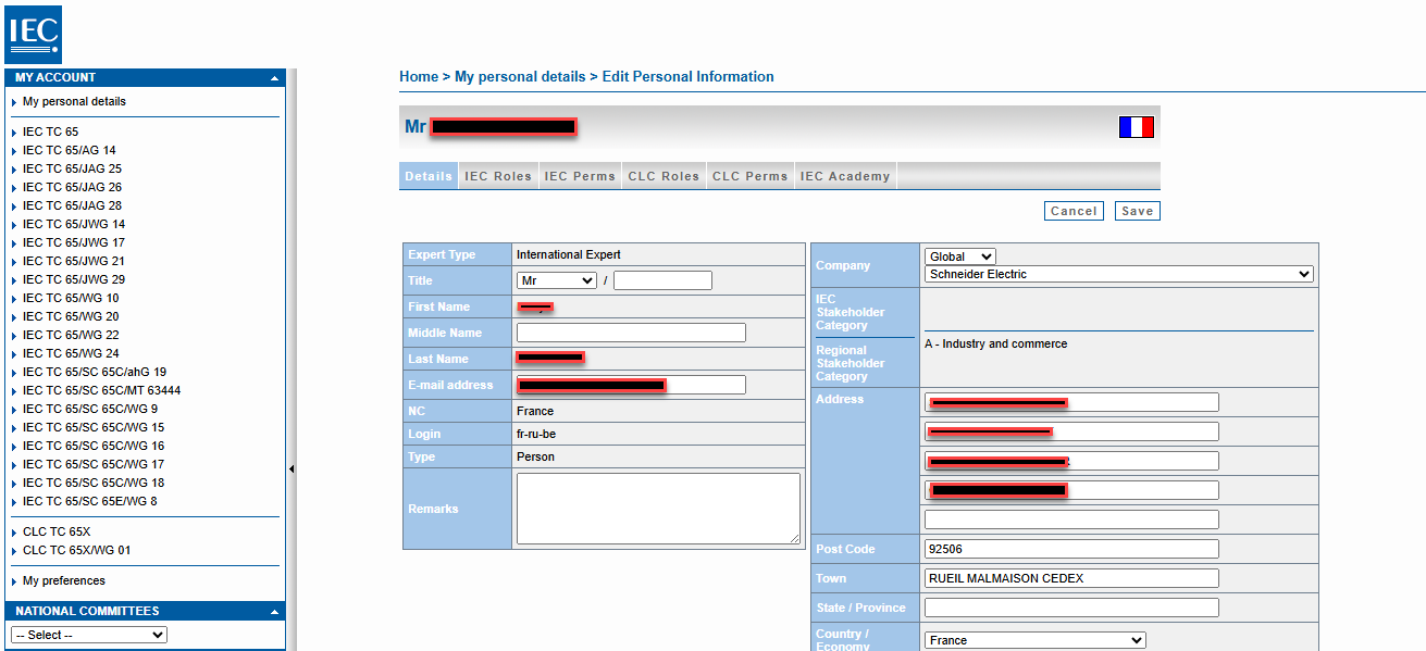 Example EMS profile.