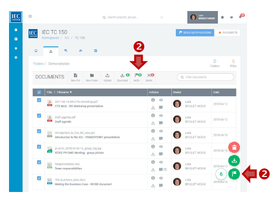 Selecting the Notify option on files.