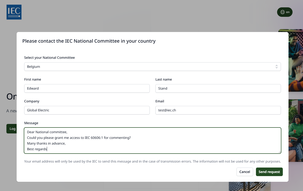 IEC NC new OSD account request form - simplified in October 2026.
