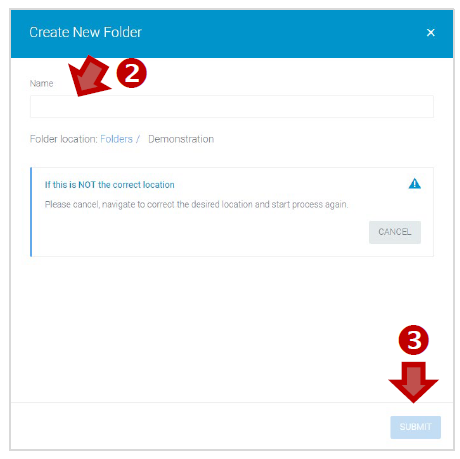 Create New Folder interface screenshot.