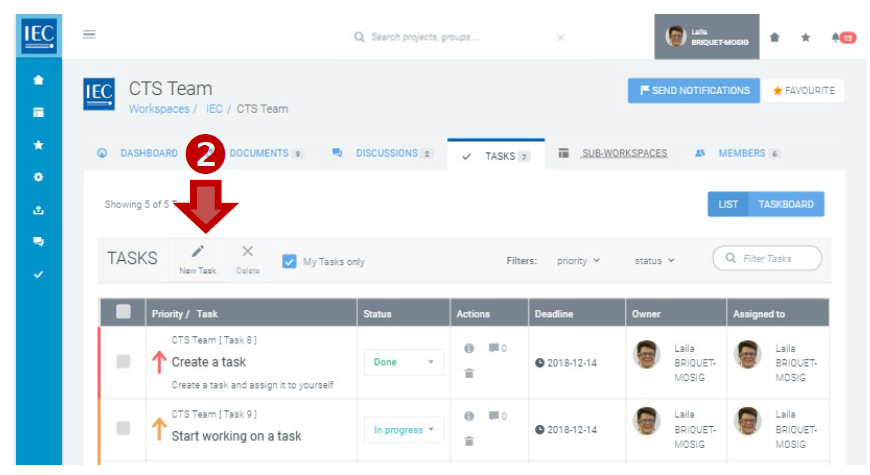 Using New Task to create a New Task.