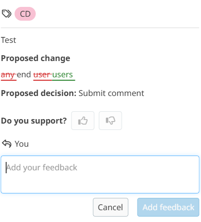Provide feedback on a comment.