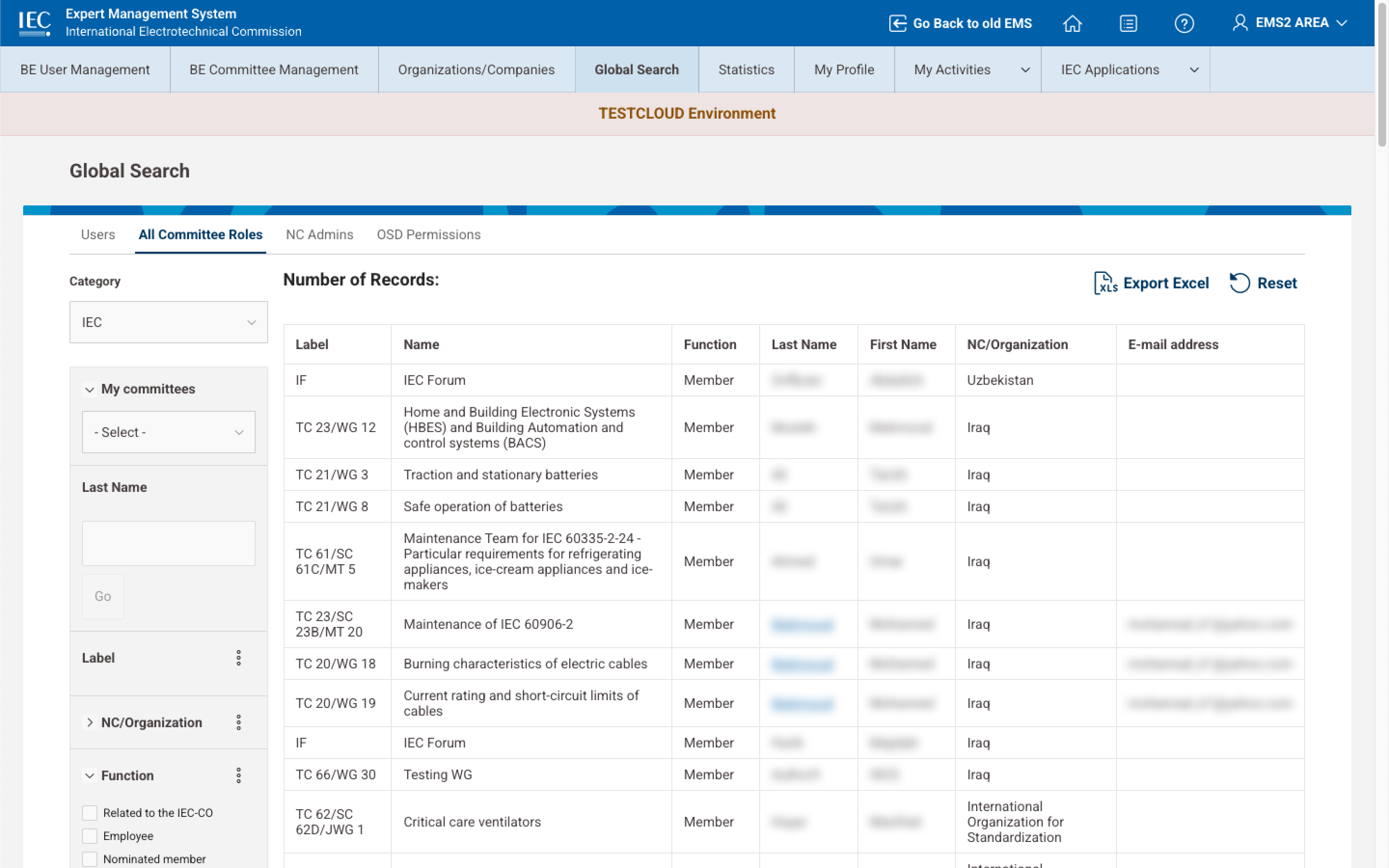 Global Search All Committee Roles