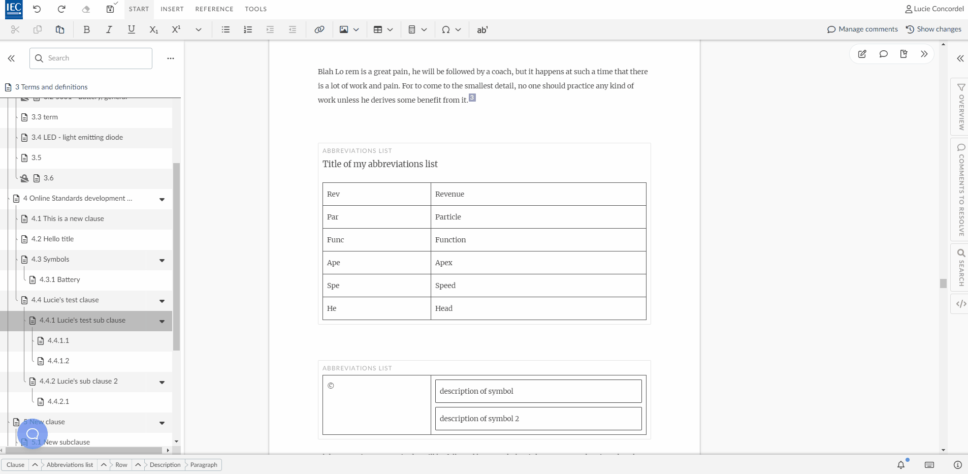abbreviations tables