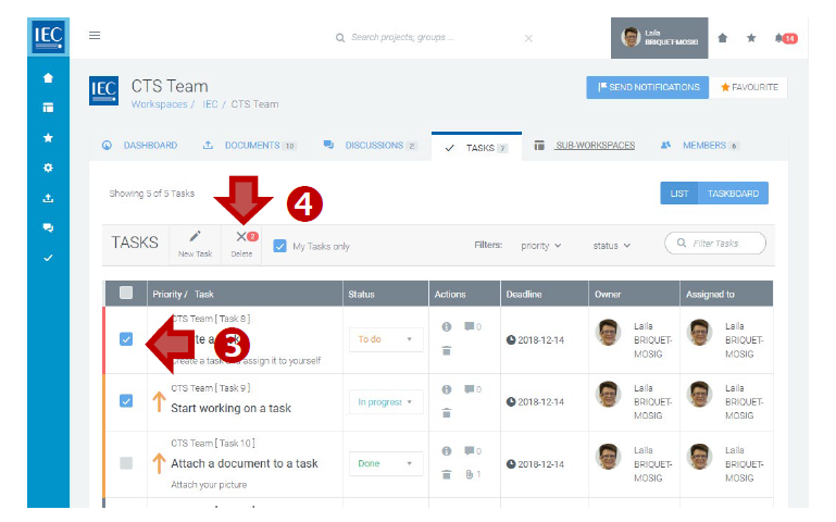 Deleting multiple tasks in CP.