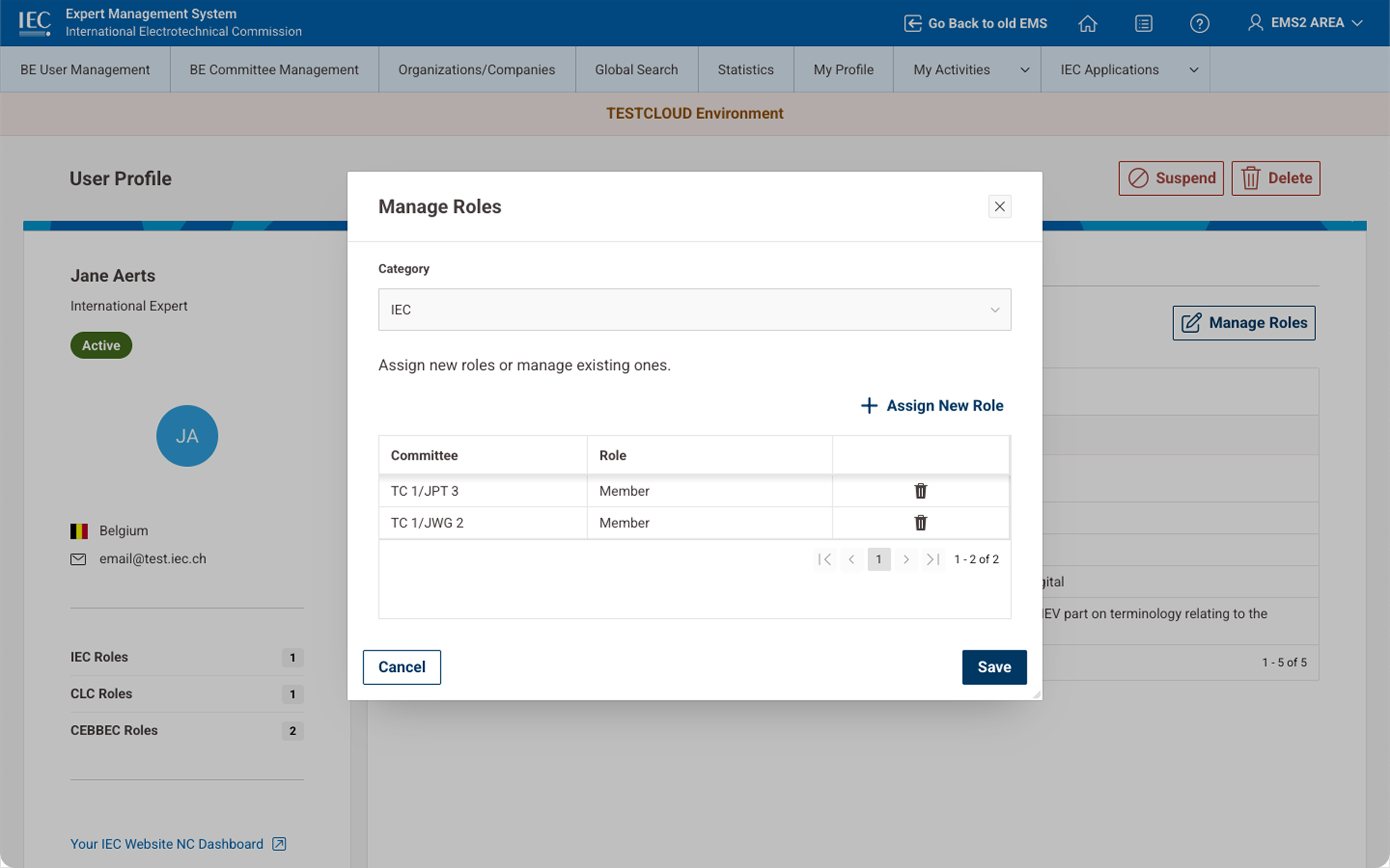 Manage Roles Second Interface